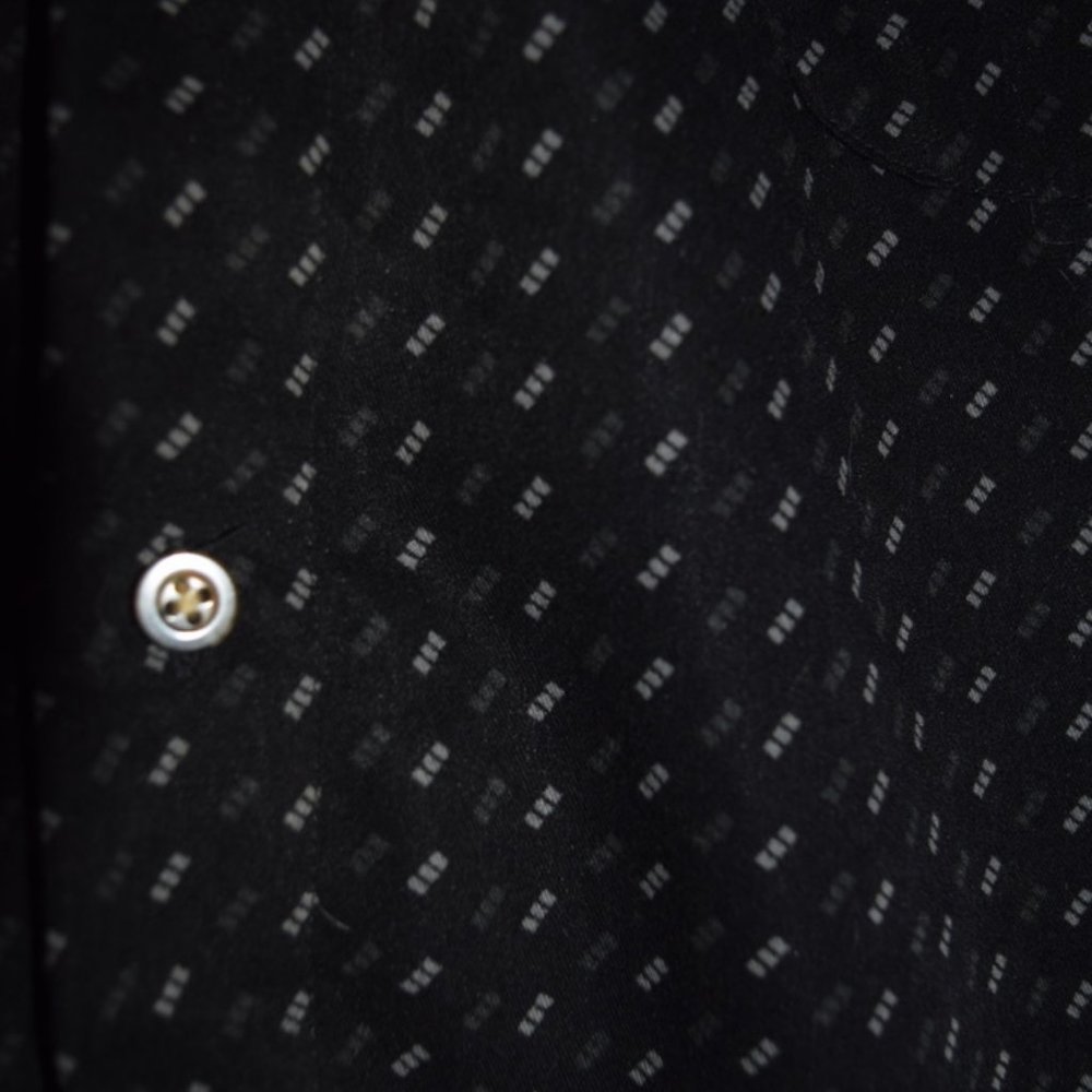 3 for 30 ~ Denver Hayes Button Down Shirt Sueded Fabric Black & Ivory Pattern XL - Picture 4 of 7